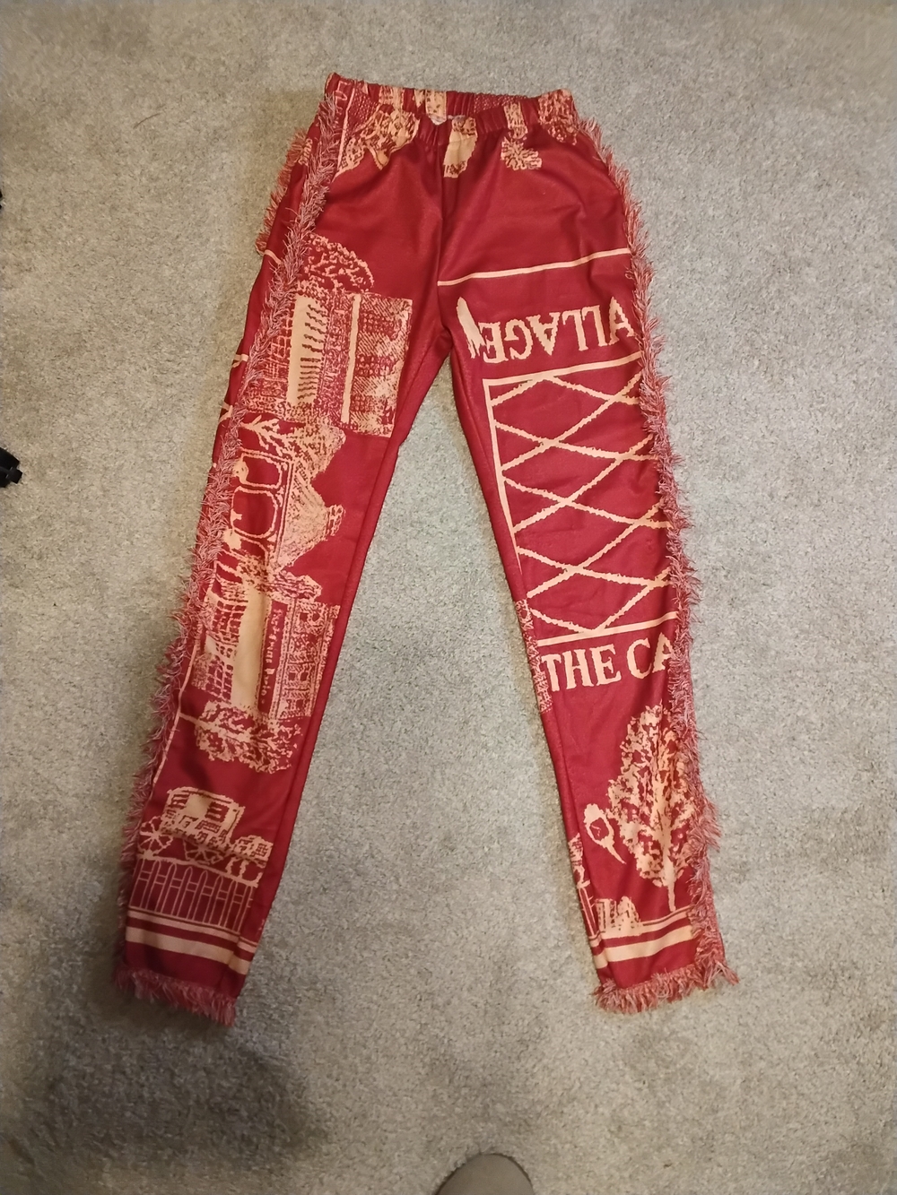 Women’s Red Graphic Fringe Jeans